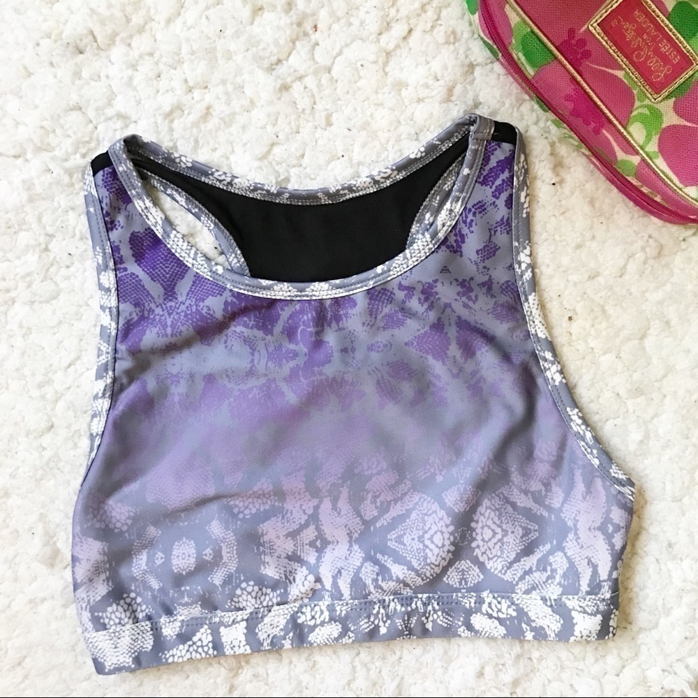 CAELUM: Ombre Purple/White Animal Print Sports Bra